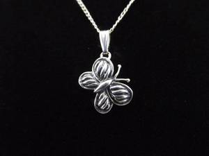 lot 39 image: .925 Sterling Silver David Yurman Butterfly Pendant Necklace