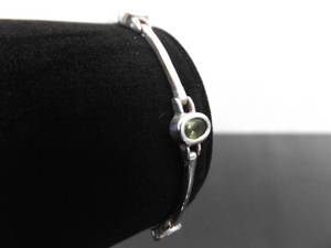 lot 47 image: .925 Sterling Silver Multi Colored Stone Bracelet Size 6.5