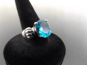 lot 55 image: .925 Sterling Silver Topaz Crystal Ring Size 6.5
