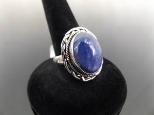 lot 67 image: NEW .925 Sterling Silver Tanzanite Cabochon Ring Size 6