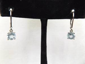 lot 84 image: .925 Sterling Silver Topaz Crystal Hinged Latch Hook Earrings