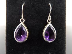 lot 88 image: .925 Sterling Silver Amethyst Hook Earrings