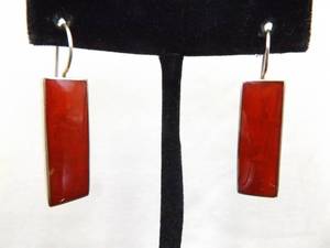 lot 96 image: .925 Sterling Silver Coral Hook Earrings