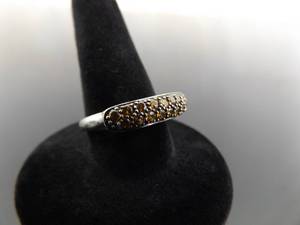 lot 71 image: .925 Sterling Silver Stacked Citrine Crystal Flower Ring Size 6