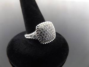 lot 77 image: .925 Sterling Silver Stacked Zirconia Ring Size 7