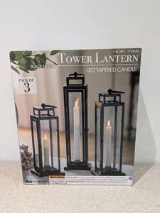 lot 7 image: TOWER LANTERN LED TAPERED CANDLE