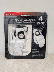 lot 77 image: KIRKLAND SIGNATURES MEDIUM PREMIUM CABRETTA LEATHER GOLF GLOVES (4PK.)