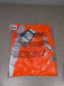 lot 66 image: BRAND NEW CARHARTT HIGH VISIBILITY LARGE SHORT SLEEVE SHIRT (ORANGE)