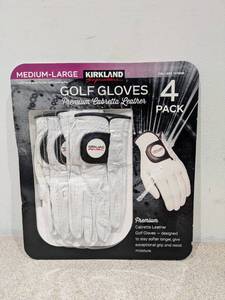 lot 79 image: KIRKLAND SIGNATURES MEDIUMLARGE PREMIUM CABRETTA LEATHER GOLF GLOVES (4PK)