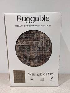 lot 126 image: RUGGABLE 8x10 MACHINE WASHABLE RUG COVER & NONSLIP PAD