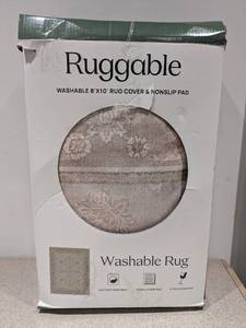 lot 129 image: RUGGABLE 8x10 MACHINE WASHABLE RUG COVER & NONSLIP PAD