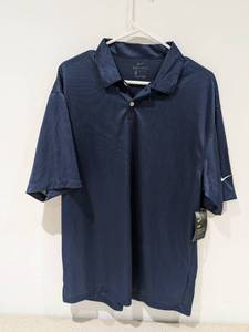 lot 48 image: NEW NIKE LARGE DRY FIT GOLF POLO (NAVY)