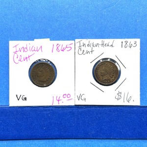 lot 267 image: 2-Piece Indian Cent Lot  1863 & 1865 VG Condition