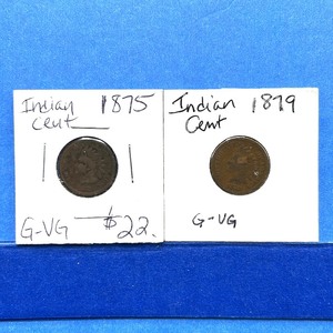 lot 268 image: 2-Piece Indian Cent Lot  1875 & 1879 GVG Condition