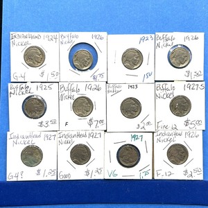 lot 287 image: 12-Piece Buffalo Nickel Lot  Mixed Dates 19231927