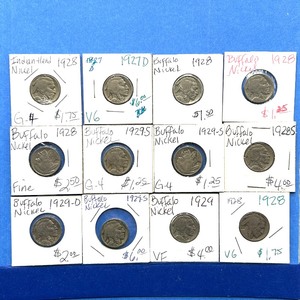 lot 288 image: 12-Piece Buffalo Nickel Lot  Mixed Dates 19271929