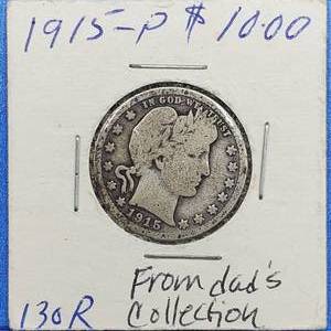 1915 Barber Quarter from Johnny Cash's Personal Collection (COA Included)