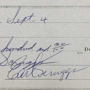 lot 102 image: Earl Scruggs (Jan 6, 1924 to Mar 28, 2012) Signature--Banjo--Foggy Mountain Breakdown