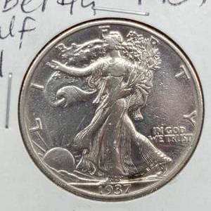 lot 112 image: 1937-S Walking Liberty Half Dollar Marked AU50