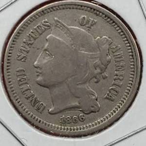 lot 120 image: 1866 3-Cent Piece