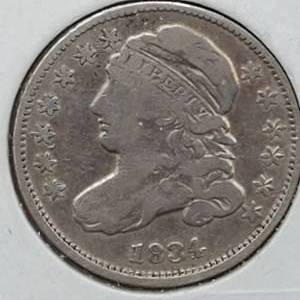 lot 121 image: 1834 Capped Bust Dime, Small 4 Marked F