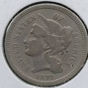 lot 128 image: 1875 3-Cent Nickel