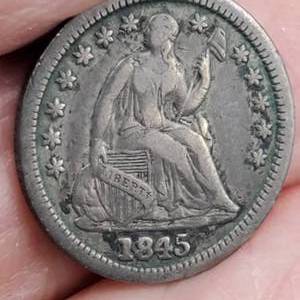 lot 129 image: 1845 Silver Seated Liberty Half Dime Higher Grade