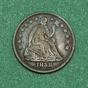 lot 132 image: 1858 Silver Seated Liberty Half Dime Higher Grade