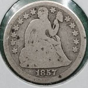 lot 136 image: 1857 Seated Liberty Dime