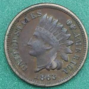 lot 138 image: 1863 Indianhead Cent VF