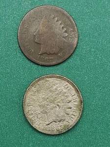 lot 139 image: 1867 Indianhead--Semi-Key, Plus a 1863 (1868) Filler