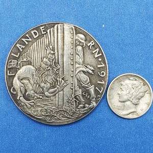 lot 155 image: 1917 Karl Goetz Medal Flanders, Silver Plated Copper
