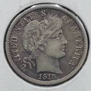 lot 156 image: 1915 Barber Dime XF, Beautiful Color