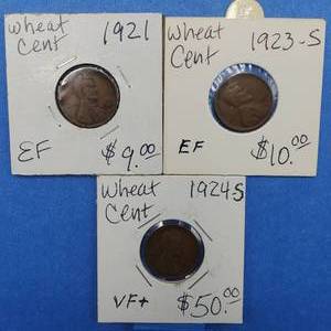 lot 157 image: 1921, 1923-S & 1921-S Lincoln Cents Marked VF-XF