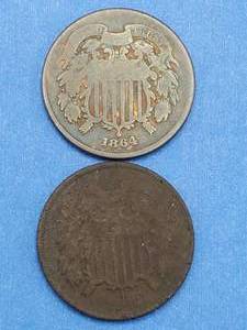 lot 168 image: 1864 & 1866 2-Cent Pieces