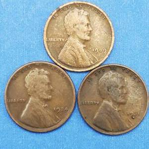 lot 174 image: 1909-VDB, 1924-S & 1931-D Lincoln Cents