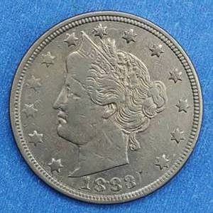 lot 176 image: 1883 Libertry V-Nickel Marked VF