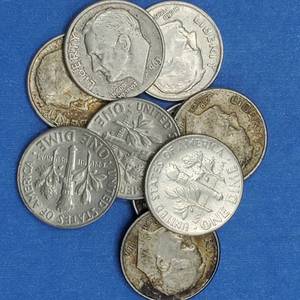 lot 179 image: 10 Rossevlt Dimes--90% Silver