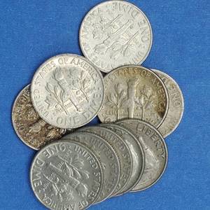 lot 180 image: 10 Rossevlt Dimes--90% Silver