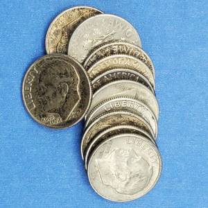 lot 181 image: 12 Rossevlt Dimes--90% Silver