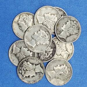 lot 194 image: 10 Mercury Dimes--90% Silver