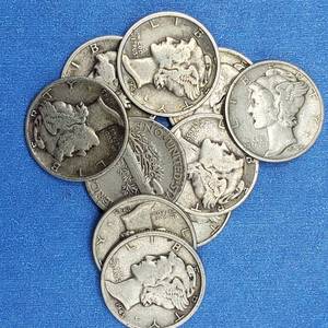 lot 196 image: 10 Mercury Dimes--90% Silver