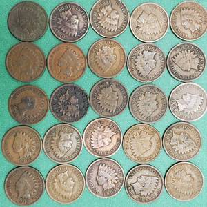 lot 308 image: 25 Indianhead Cents--Add to your collection
