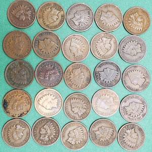 lot 311 image: 25 Indianhead Cents--Add to your collection