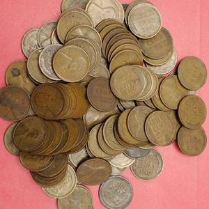 lot 321 image: 100 Wheat Cents 1909-1929