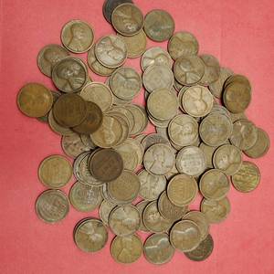 lot 329 image: 100 Wheat Cents 1909-1929