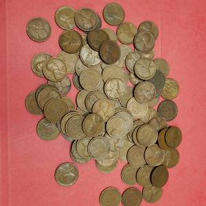 lot 330 image: 100 Wheat Cents 1909-1929
