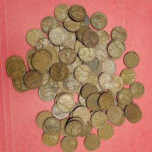 lot 331 image: 100 Wheat Cents 1909-1929