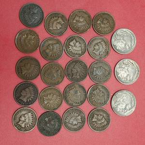 lot 341 image: 20 Indianhead Cents and 3 Buffalo Nickels
