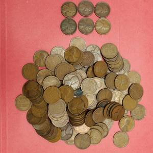 lot 345 image: 150 Lincoln Cents--All 1910-1929, Many Mint Marks & Full Wheat Lines